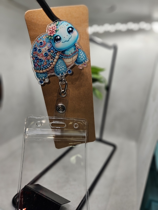 The Unbranded Brand Accessories - Cute Blue Turtle Badge Reel Card Holder